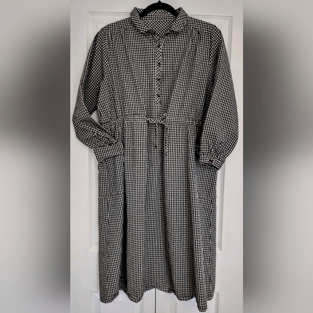 Eight Girl Dress Black & White Gingham Check
